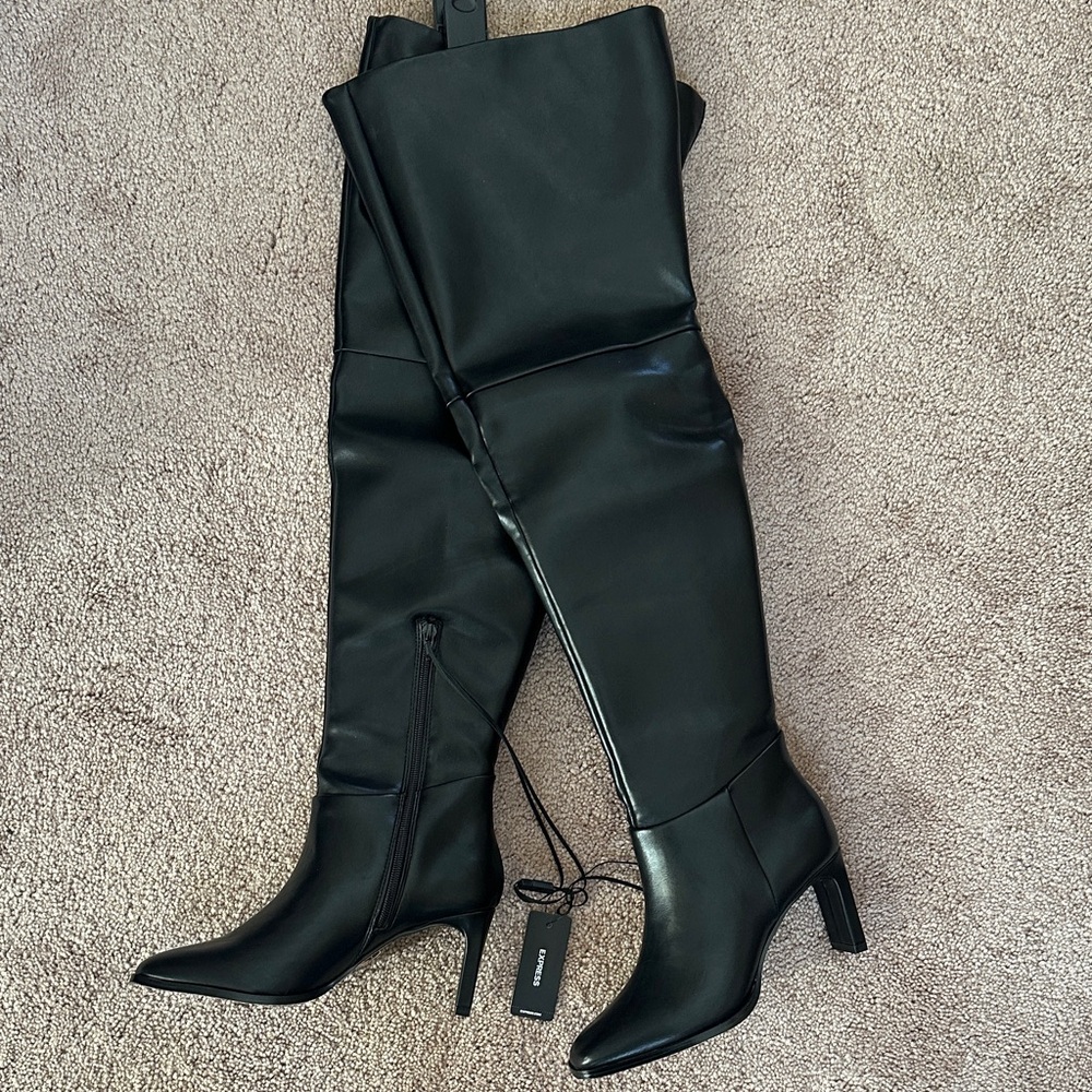 Express Sleek Black Over-the-Knee Boots